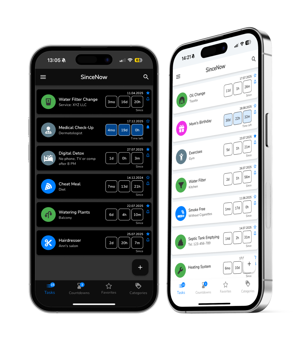 SinceNow app — track days since any event